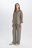 DeFacto Wide Leg Geniş Bol Paça Desenli Yüksek Bel Rahat Palazzo Pantolon C4042AX25SPBK81
