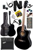 Midex XC-300XBK-AMP Profesyonel AMFİLİ Siyah Elektro Akustik Gitar