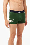 Lacoste Cotton Stretch Ultra Comfortable Trunk Erkek 3 lü Boxer Siyah Yeşil Beyaz