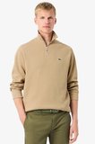 Lacoste Men's Classic Fit Neck Zip Sweatshirt Yarım Fermuarlı Yüksek Yaka Pamuklu Sweatshirt Bej