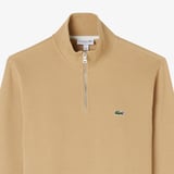 Lacoste Men's Classic Fit Neck Zip Sweatshirt Yarım Fermuarlı Yüksek Yaka Pamuklu Sweatshirt Bej