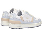 Lacoste T-Clip Hakiki Deri Kadın Sneaker Beyaz Mavi