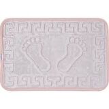 AYAK İZLİ KAYMAZ ÖZEL TABANLI BANYO PASPASI PEMBE MAKINA DAYIKANABİLİNİR 40X60CM BANYO LAVABO PASPAS