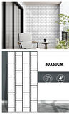 60x30cm Shiny Beyaz Tuğla Desen Kendinden Yapışkanlı Karavan Prefabrik Banyo Wc Duvar Kaplama Paneli
