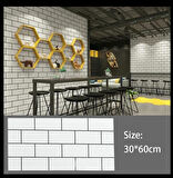 60x30cm Shiny Beyaz Tuğla Desen Kendinden Yapışkanlı Karavan Prefabrik Banyo Wc Duvar Kaplama Paneli