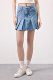 DeFacto Fashion Fit Pileli Jean Mini Etek B9853AX24SMNM39