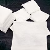 Etamin işleme mutfak havlu seti 12 adet 50 x 30 cm Beyaz