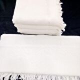 KANAVİÇE İŞLEME KADİFE SOFT KREM HAVLU SETİ 6 ADET 50 X 90 CM