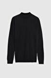Ds Damat Regular Fit Siyah Pamuk Karışımlı Yarım Balıkçı Triko Kazak 5HF06ORT16275 5HF06ORT16275