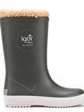 Igor Splash Nautico Çocuk Kürklü Haki Yeşil  Yağmur Çizmesi W10207-042