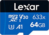 Lexar LSDMI64GBB633A 64 GB 633X 100-45Mb/s SDHC UHS-I Adaptör A1 V10 U1 microSD Kart