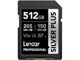 LEXAR 512GB LSDSIPL512G-BNNNG SD Professional Silver Plus SDXC UHS-I Kart Up To 205MB/s Okuma 150MB/s Yazma Hafıza Kartı