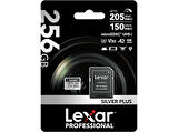 LEXAR 256GB Yüksek Performanslı Silver Plus microSDXC UHS-I 205MB/s Okuma 150MB/s Yazma Hafıza Kartı