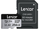 LEXAR 256GB Yüksek Performanslı Silver Plus microSDXC UHS-I 205MB/s Okuma 150MB/s Yazma Hafıza Kartı
