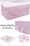 VİOLET BÜYÜK BOY MAVİ ÇİZGİLİ BASKILI YORGAN HURCU 64CM41CM35CM