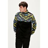 Afro Plush Full-Zip Siyah Erkek Peluş Sweatshirt