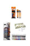 Art-X 12 ML 12 'li Akrilik Set-Orta Boy Şövale-Art Liva-Zemin FırçaN:8-5 Parça Sanat Seti