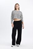 DeFacto Coool Loose Fit Bisiklet Yaka Çizgili Uzun Kollu Tişört C4400AX24SPWT32