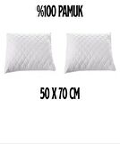 8 Adet Kapitoneli Yastık KoruyucuYastık Kılıfı Femuarlı 100% Pamuklu Terletmez 50x70M Ebatında beyaz