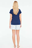 - Kadın Lacivert T-shirt Şort Takımı