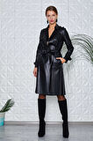 Siyah Deri Trençkot