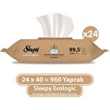 Sleepy Ecologic Yenidoğan Islak Bebek Bakım Havlusu 24x40 (960 Yaprak)
