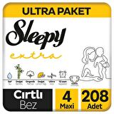Sleepy Extra 4 Numara Maxi 208'li Cırtlı Bez