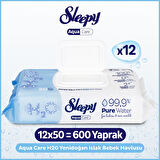 Sleepy AquaCare H2O Yenidoğan Islak Bebek Havlusu 12x50