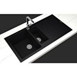 REAL P005 TROYA 100 GRANİT EVYE SİYAH 100x50 Cm Tezgah Üstü