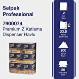Selpak Professional Premium Z Katlı Dispenser Havlu 23.5x24 cm 20 Paket x 200 Yaprak (7900074)
