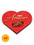 Amor Fındık Aromalı Krema Festival Kalp Çikolata Pvc Kutu 100 Gr x 2 Kutulu