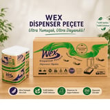 Wex Dispenser Peçete Çift Katlı %100 Selüloz 250 Yaprak x 18 Paket Masaüstü Dispenser Uyumlu
