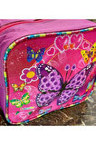 Relaxion  Çocuk Okul Pembe Kelebek Çiçekli Simli Desenli Kız Beslenme Çantası 20x25x10cm