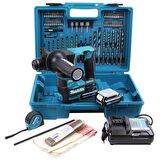 Makita HR166DWAE1 Çift Akülü Kırıcı Delici 10.8V 2.0Ah 74 Parça