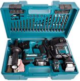Makita HR166DWAE1 Çift Akülü Kırıcı Delici 10.8V 2.0Ah 74 Parça