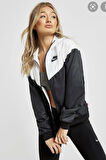 Nike Sportswear Windrunner Jacket Black White Kadın Kapüşonlu Spor Ceket Siyah Beyaz