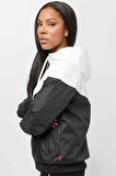 Nike Sportswear Windrunner Jacket Black White Kadın Kapüşonlu Spor Ceket Siyah Beyaz