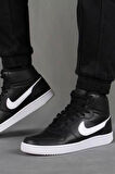 Nike Ebernon Mid Triple Leather Erkek Sneaker Hakiki Deri Bilekli Spor Ayakkabı Siyah