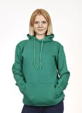 Unisex Kapşonlu Yeşil Sweatshirt