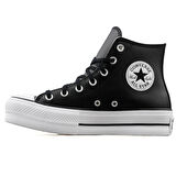 Chuck Taylor All Star Leather Platform Kadın Siyah Sneaker Ayakkabı 561675C