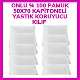 10Adet Kapitoneli Yastık KoruyucuYastık Kılıfı Femuarlı100% Pamuklu Terletmez 50x70M Ebatında beyaz