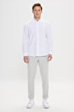Erkek Beyaz Düğmeli Yaka Tailored Slim Fit Oxford Gömlek