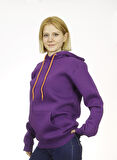 Unisex Kapşonlu Mor Sweatshirt
