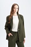 Regular Fit Ceket Yaka Basic Düz Düğmeli Blazer Ceket
