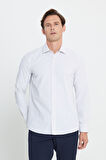Pamuklu Oxford Slim Fit Dar Kesim Klasik Yaka Armürlü Gömlek
