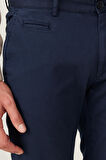 Erkek Lacivert Slim Fit Dar Kesim Yan Cepli Pamuklu Diyagonal Desenli Esnek Pantolon