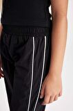 DeFacto Kız Çocuk Wide Leg Geniş Bol Paça Beli Lastikli Siyah Pantolon C8775A824AUBK27