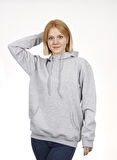 Unisex Kapşonlu Gri Sweatshirt