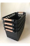 4 Adet Ahşap Renk Plastik Saplı Organizer Sepet Düzenleyici