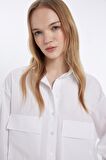DeFacto Coool Oversize Geniş Kalıp Cepli Poplin Uzun Kollu Gömlek D4593AX24AUWT34